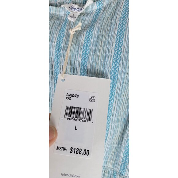 Splendid Dress Womens Size Large Maxi Striped Teal/White - Picture 6 of 14